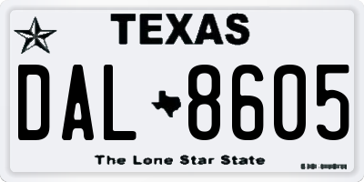 TX license plate DAL8605