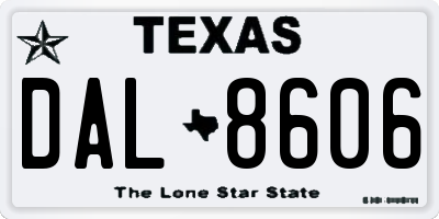 TX license plate DAL8606