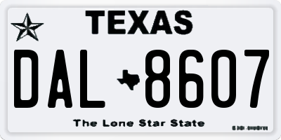 TX license plate DAL8607