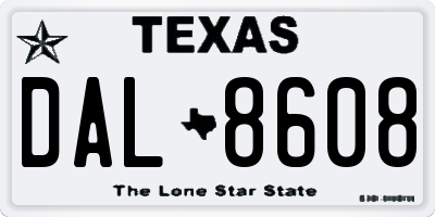 TX license plate DAL8608