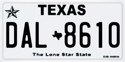 TX license plate DAL8610
