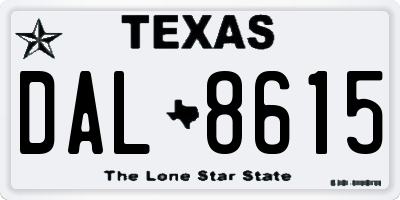 TX license plate DAL8615