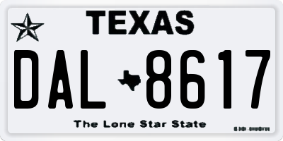 TX license plate DAL8617