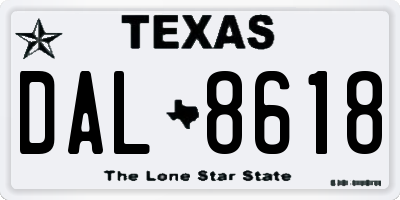 TX license plate DAL8618