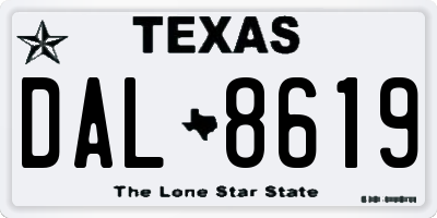 TX license plate DAL8619