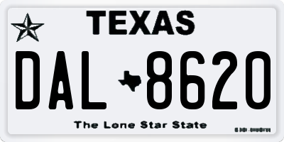 TX license plate DAL8620