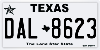 TX license plate DAL8623