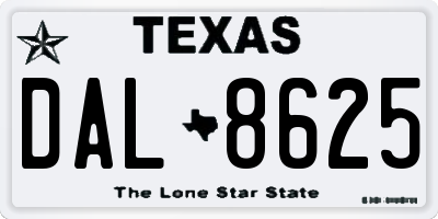 TX license plate DAL8625