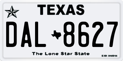 TX license plate DAL8627