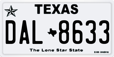 TX license plate DAL8633