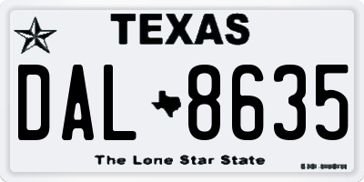 TX license plate DAL8635