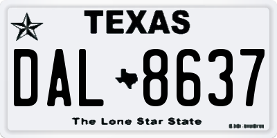 TX license plate DAL8637