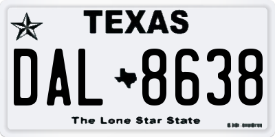 TX license plate DAL8638