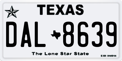 TX license plate DAL8639