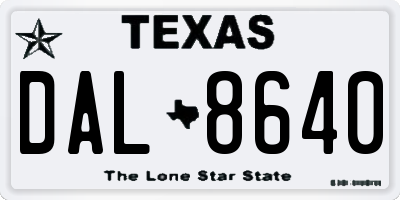 TX license plate DAL8640