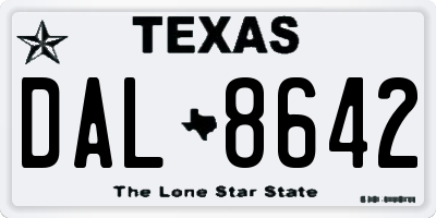 TX license plate DAL8642