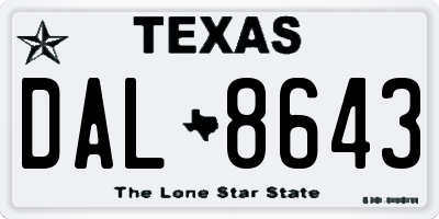 TX license plate DAL8643