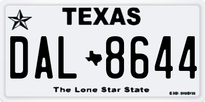 TX license plate DAL8644