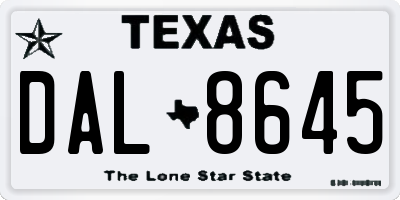 TX license plate DAL8645