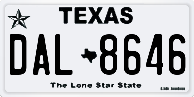 TX license plate DAL8646