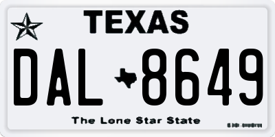 TX license plate DAL8649