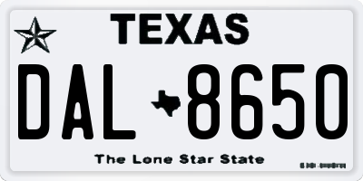TX license plate DAL8650