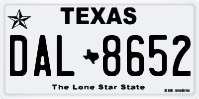TX license plate DAL8652