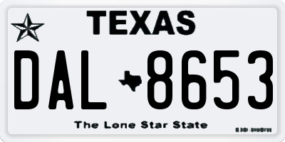 TX license plate DAL8653