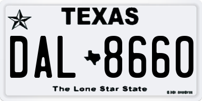 TX license plate DAL8660