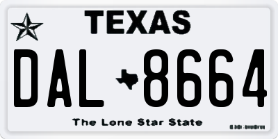 TX license plate DAL8664