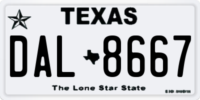 TX license plate DAL8667