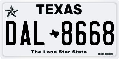 TX license plate DAL8668