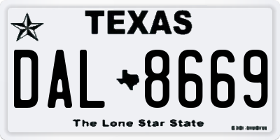 TX license plate DAL8669