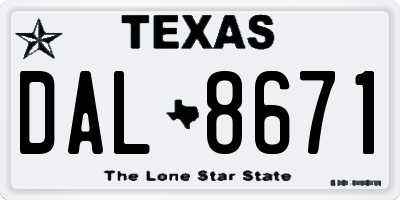 TX license plate DAL8671