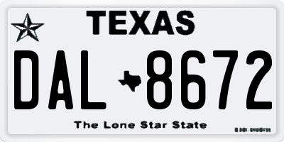 TX license plate DAL8672