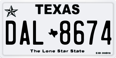 TX license plate DAL8674
