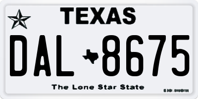 TX license plate DAL8675