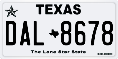 TX license plate DAL8678