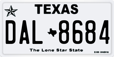 TX license plate DAL8684