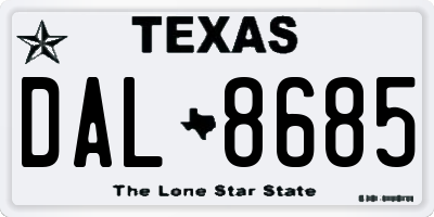 TX license plate DAL8685