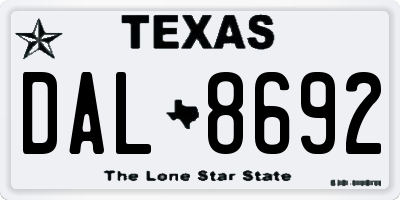 TX license plate DAL8692