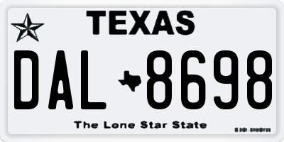 TX license plate DAL8698