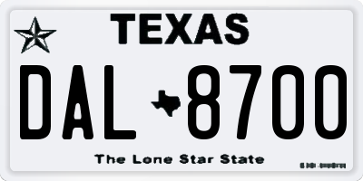 TX license plate DAL8700