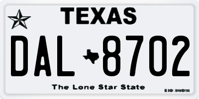 TX license plate DAL8702