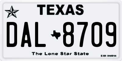 TX license plate DAL8709