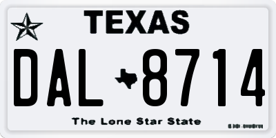 TX license plate DAL8714