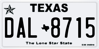 TX license plate DAL8715