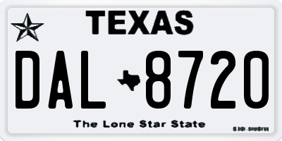 TX license plate DAL8720
