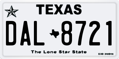 TX license plate DAL8721