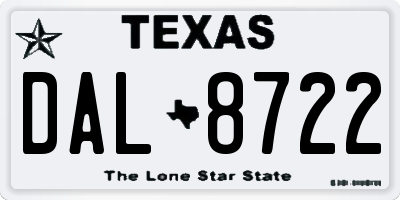 TX license plate DAL8722